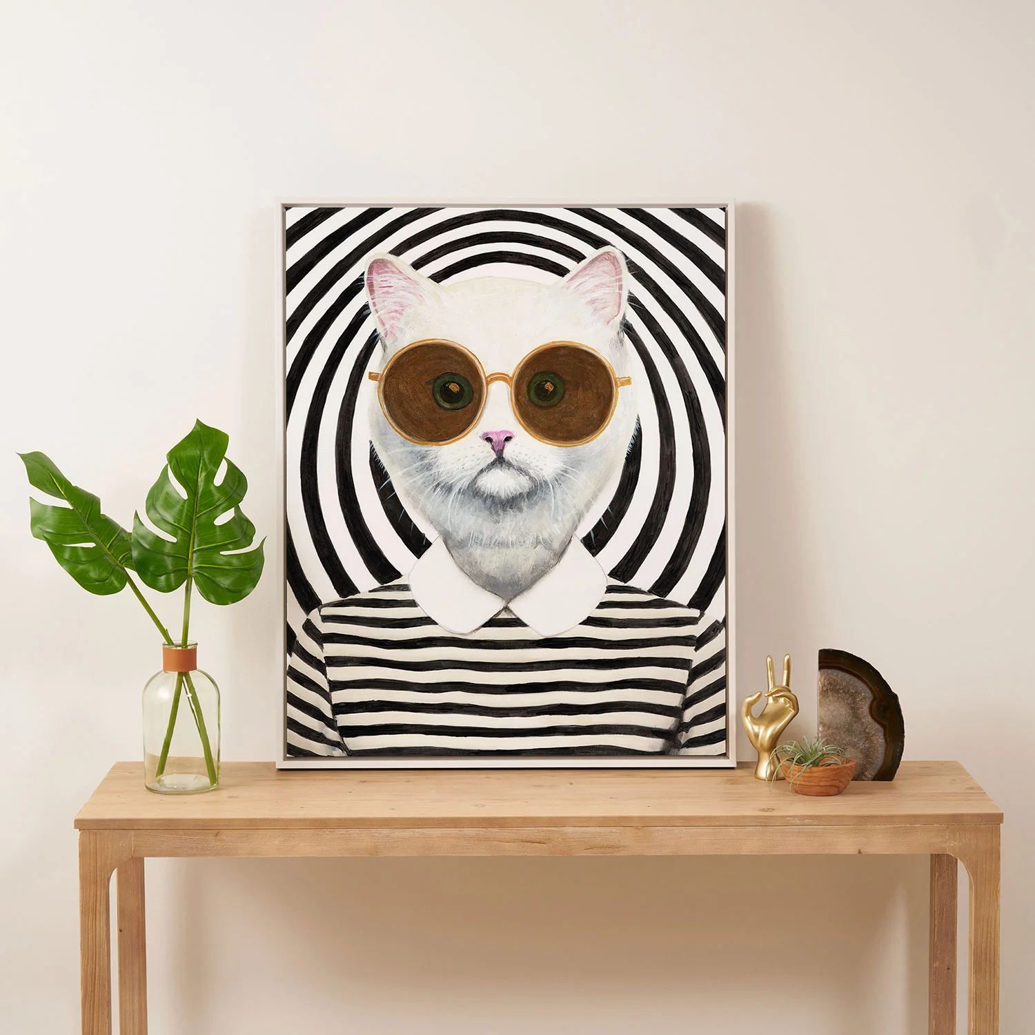 Coco de Paris Stripy Cat Art Canvas - Image 21