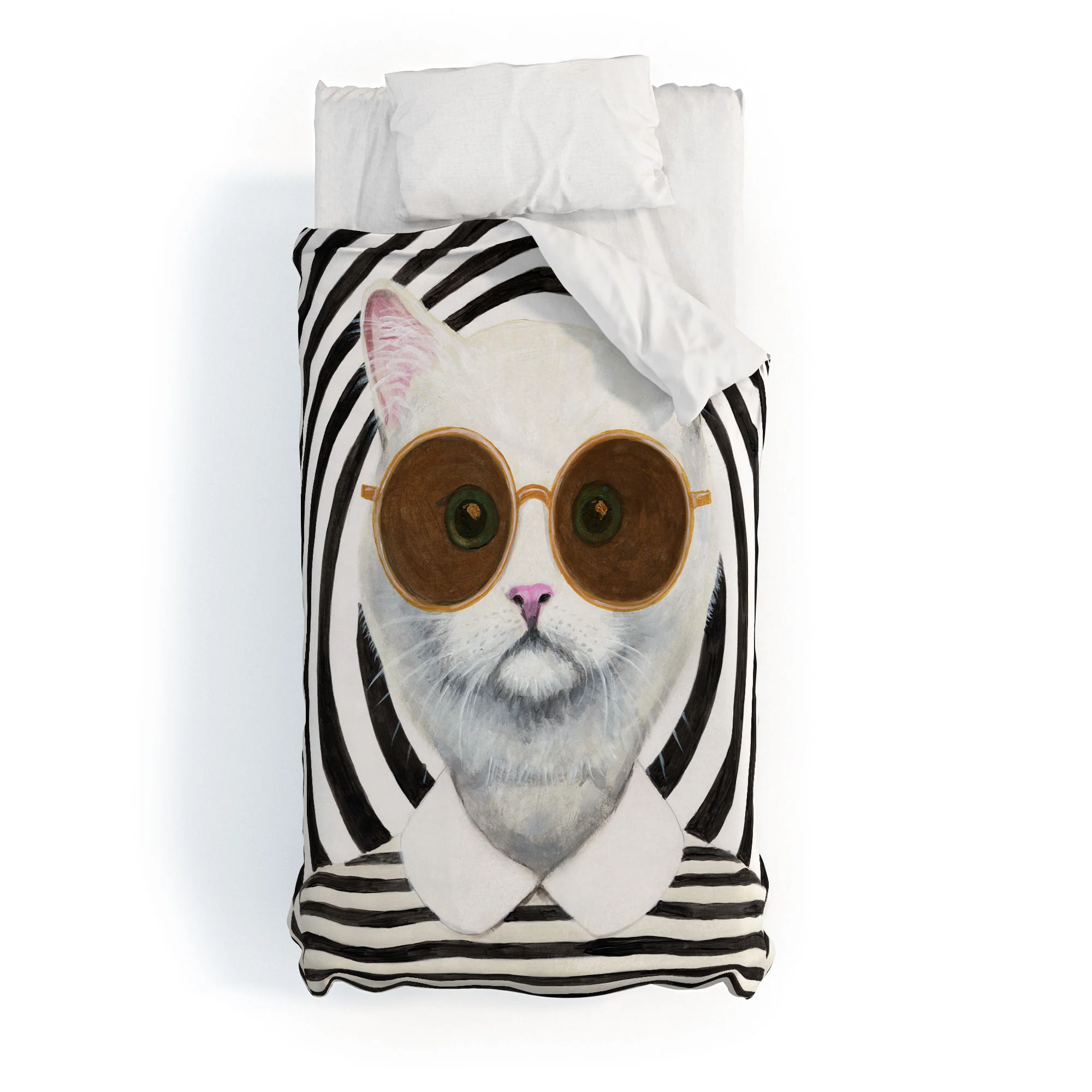 Coco de Paris Stripy Cat Duvet Cover - Image 5
