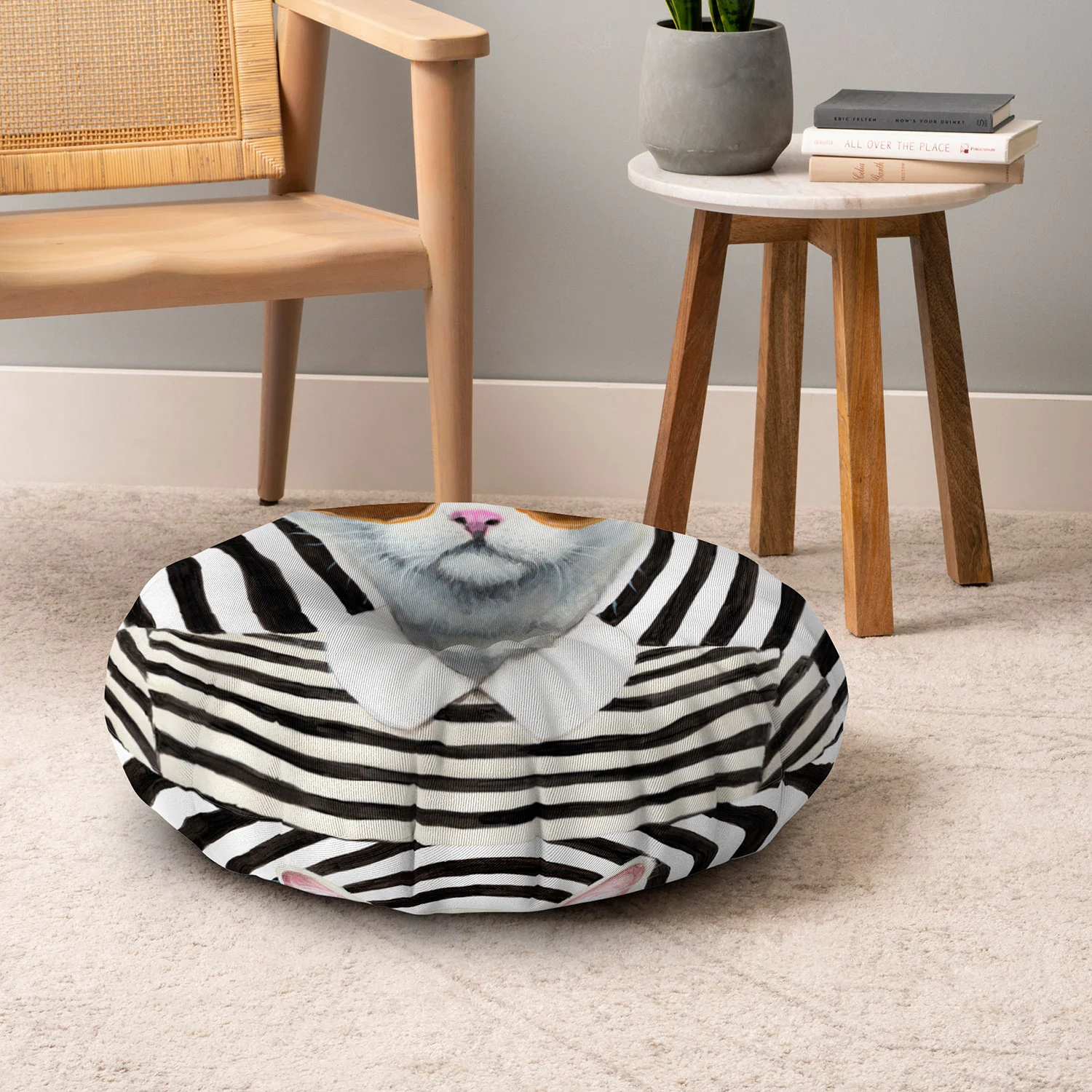 Coco de Paris Stripy Cat Floor Pillow Round - Image 6