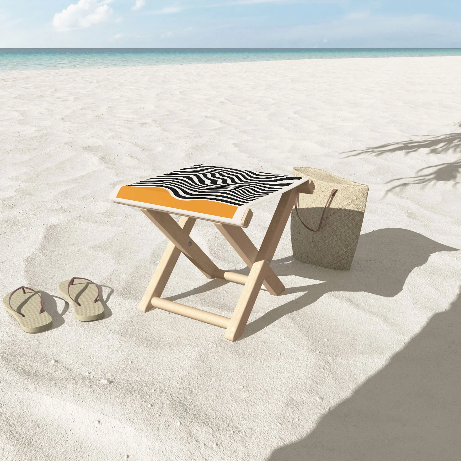 Cocoon Design Bauhaus Wavy Lines and Yellow Folding Stool - Image 3