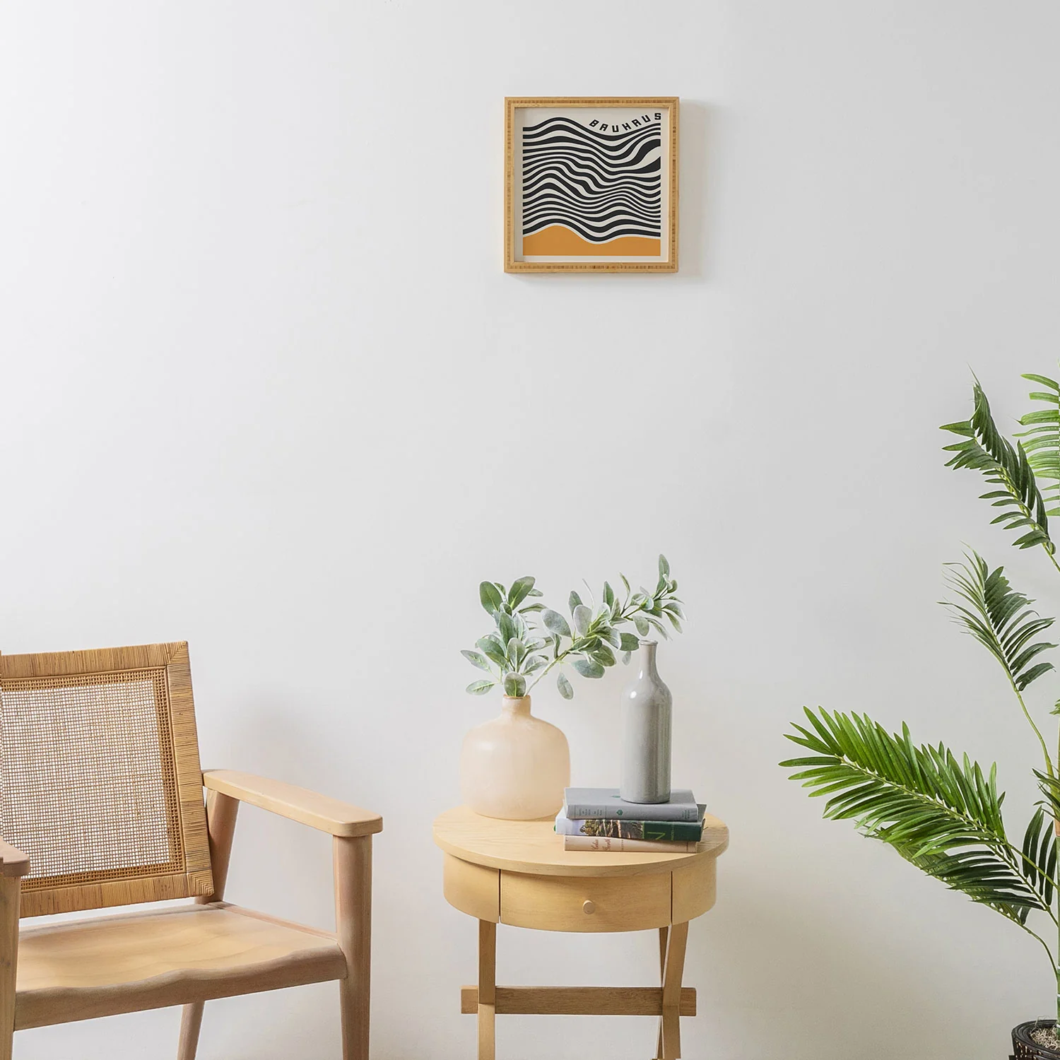 Cocoon Design Bauhaus Wavy Lines and Yellow Framed Wall Art - Image 2