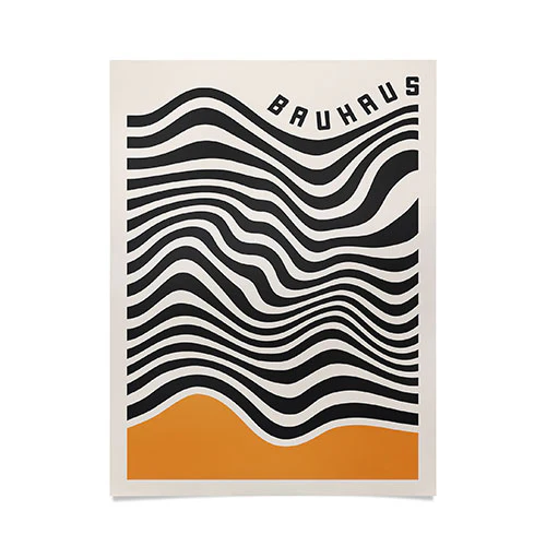Cocoon Design Bauhaus Wavy Lines and Yellow Poster