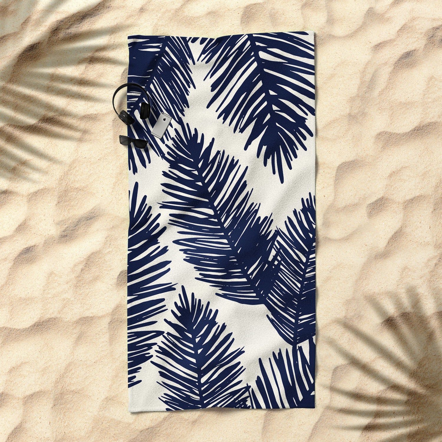 Cocoon Design Tropical blue palms Beach Towel - Image 2
