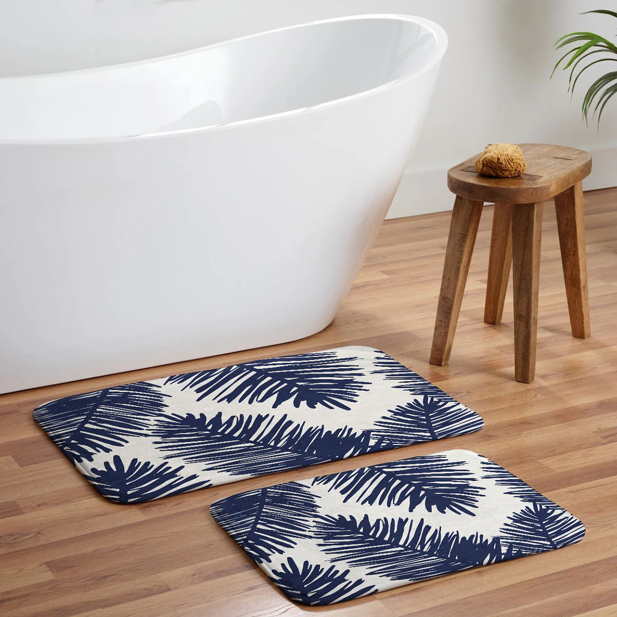 Cocoon Design Tropical blue palms Memory Foam Bath Mat - Image 5