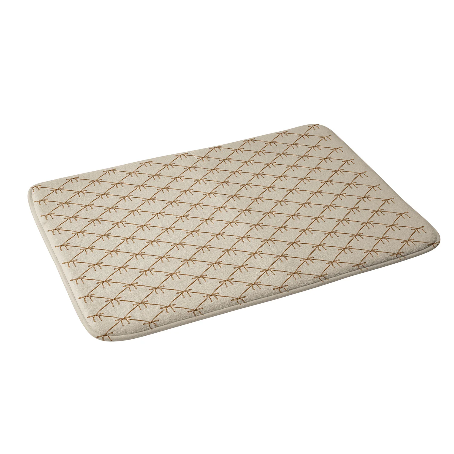 Colour Poems Bows and Ribbons Beige Memory Foam Bath Mat - Image 2