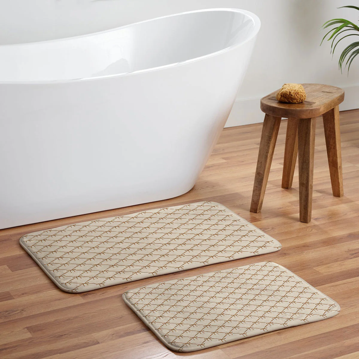 Colour Poems Bows and Ribbons Beige Memory Foam Bath Mat - Image 5