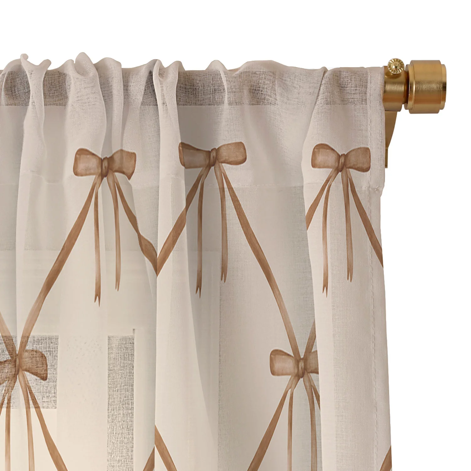 Colour Poems Bows and Ribbons Beige Sheer Non Repeat - Image 3