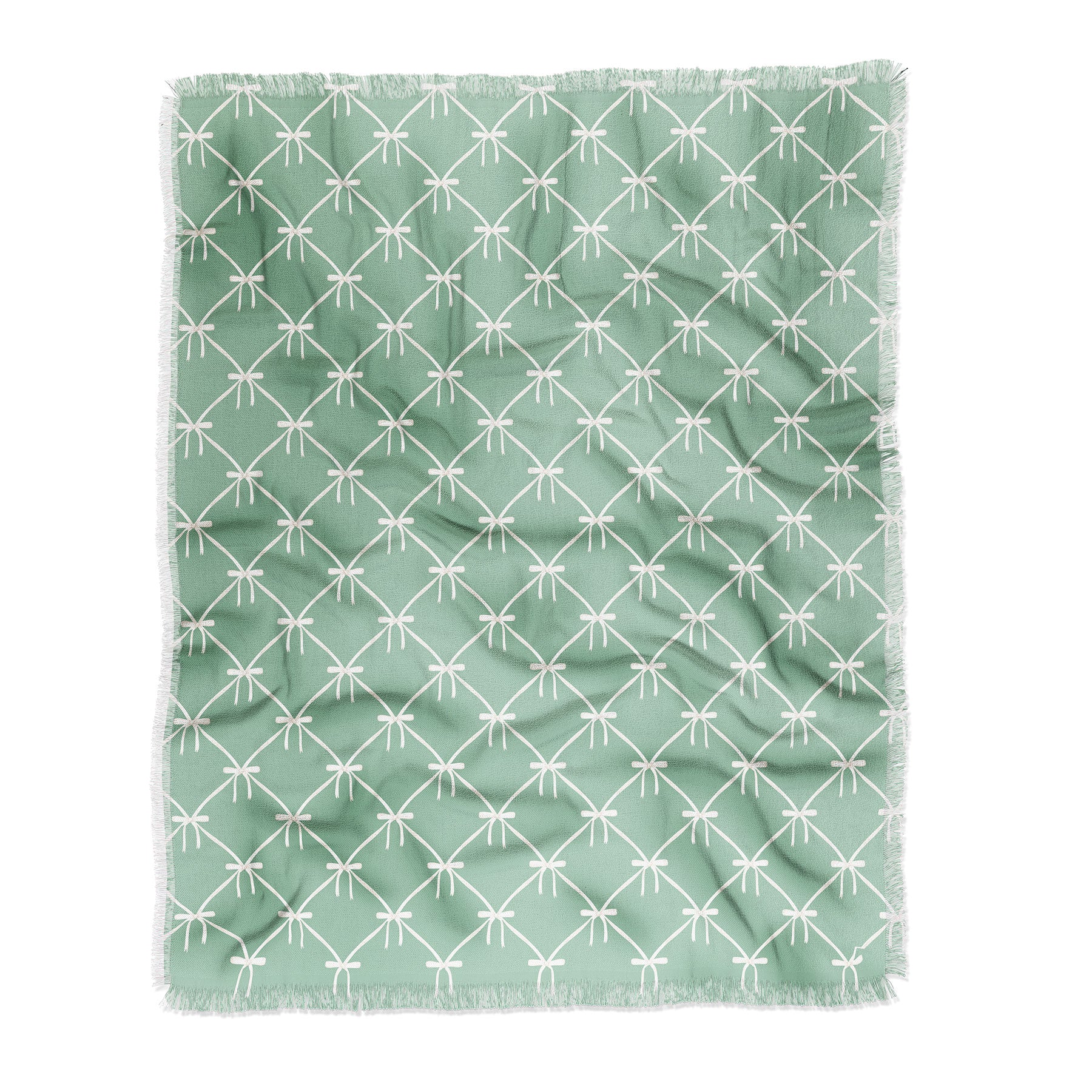 Colour Poems Bows and Ribbons Green Throw Blanket - Image 6