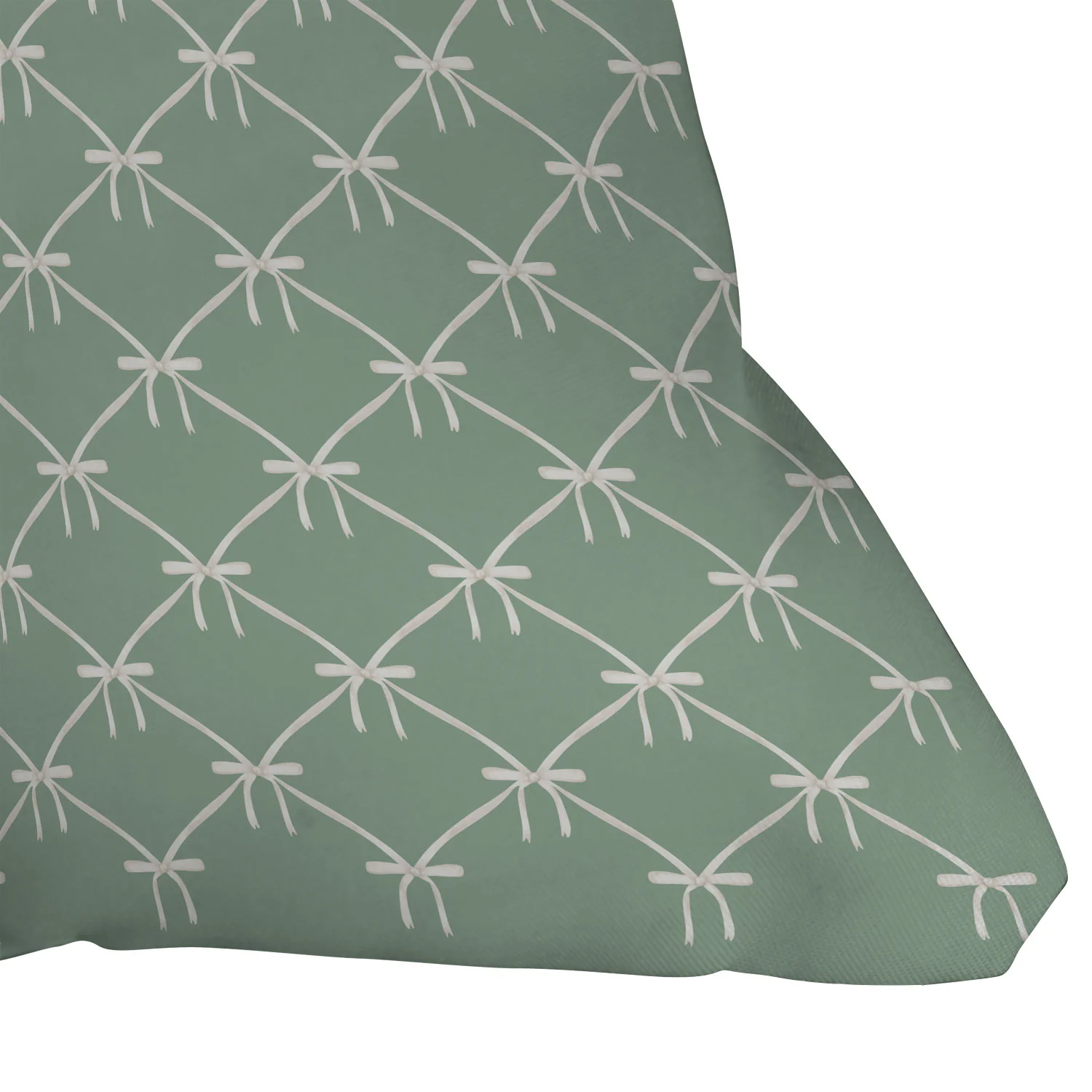 Colour Poems Bows and Ribbons Green Throw Pillow - Image 3