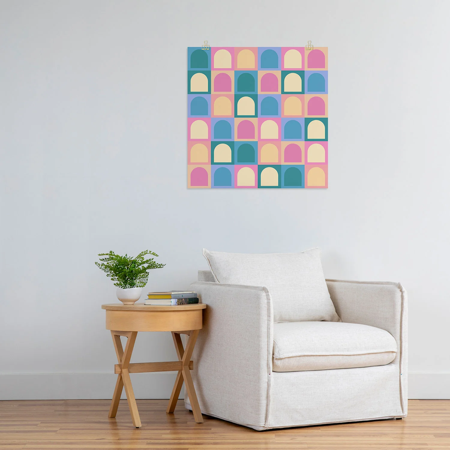 Colour Poems Checker Arches I Pastel Tones Art Print - Image 21
