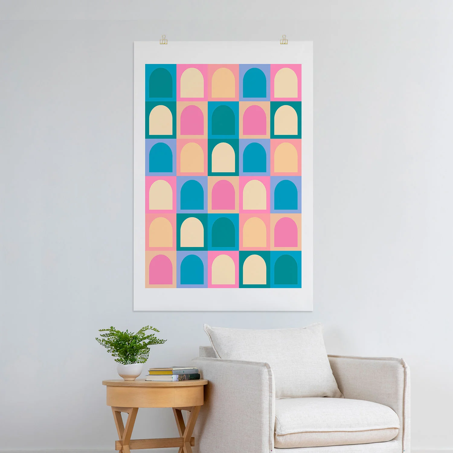 Colour Poems Checker Arches I Pastel Tones Art Print - Image 27