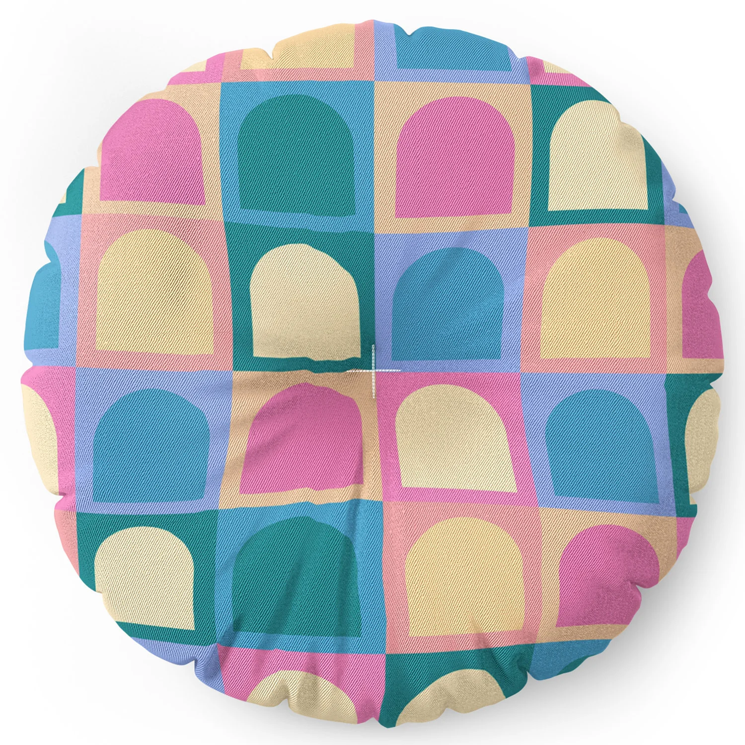 Colour Poems Checker Arches I Pastel Tones Floor Pillow Round - Image 4