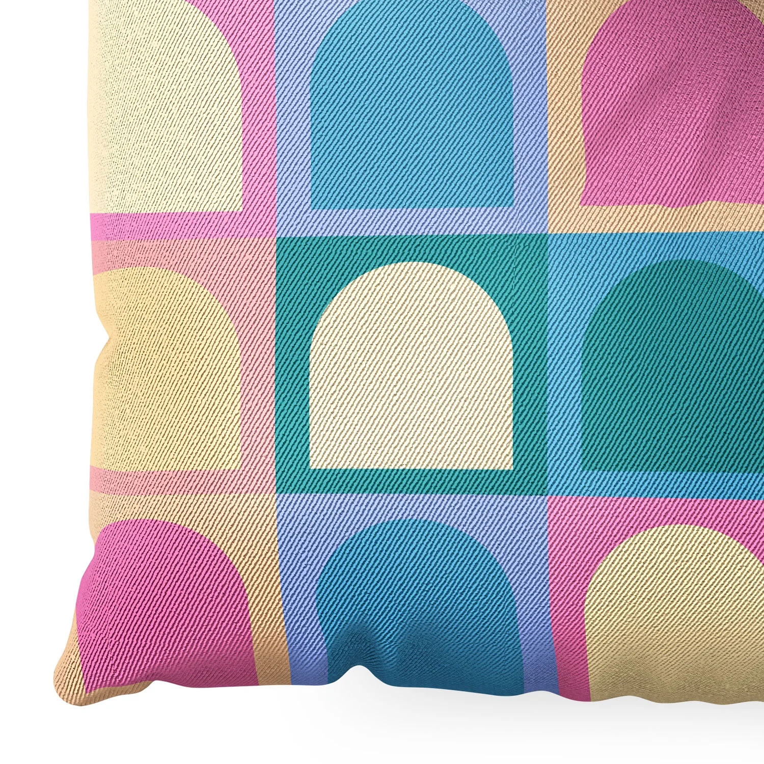 Colour Poems Checker Arches I Pastel Tones Floor Pillow Square - Image 5
