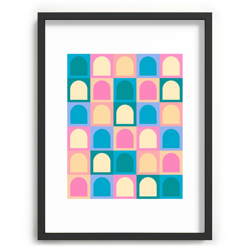 Colour Poems Checker Arches I Pastel Tones Recessed Framing Rectangle - Image 17