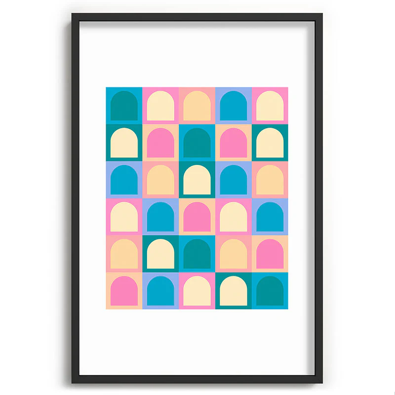 Colour Poems Checker Arches I Pastel Tones Recessed Framing Rectangle - Image 25
