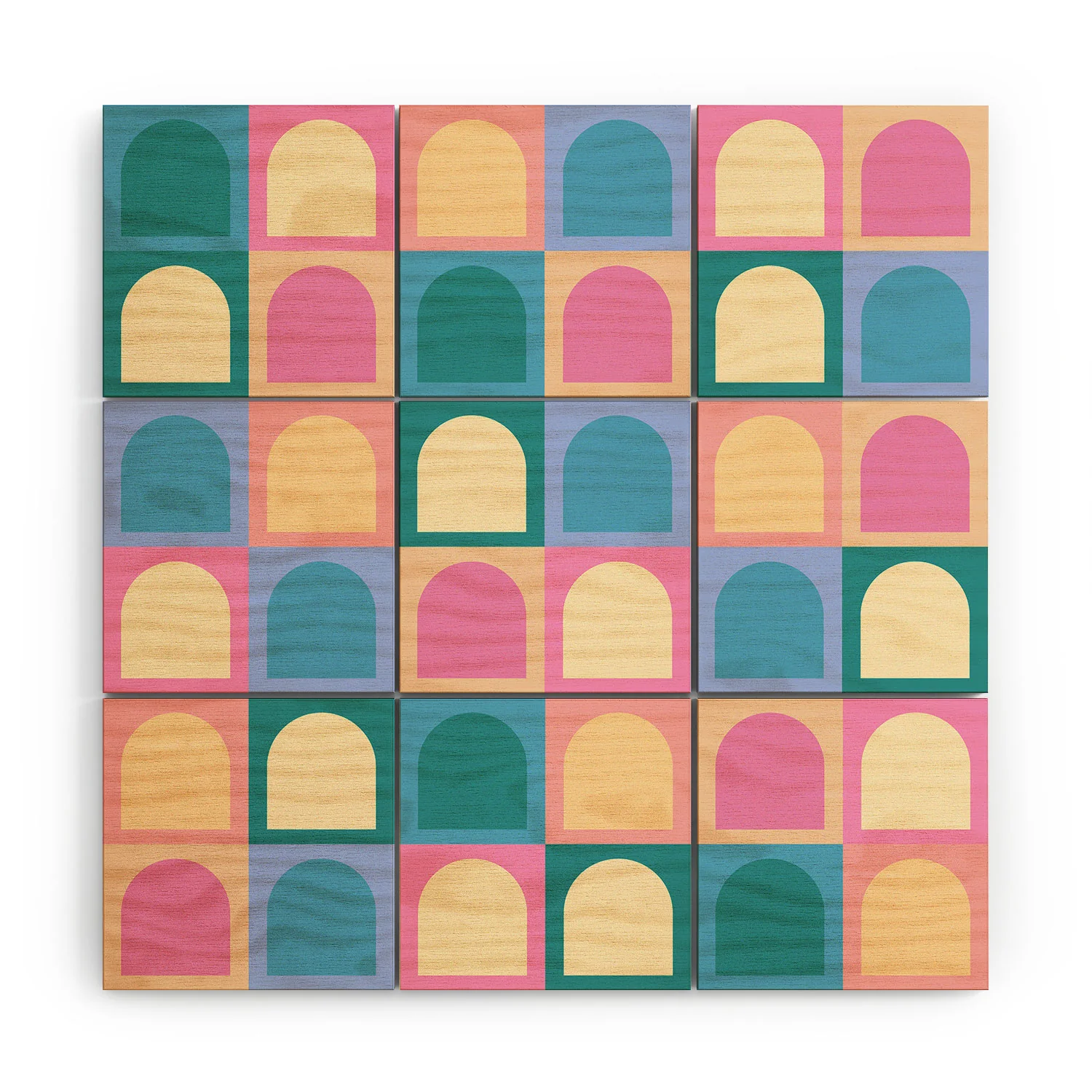 Colour Poems Checker Arches I Pastel Tones Wood Wall Mural - Image 3
