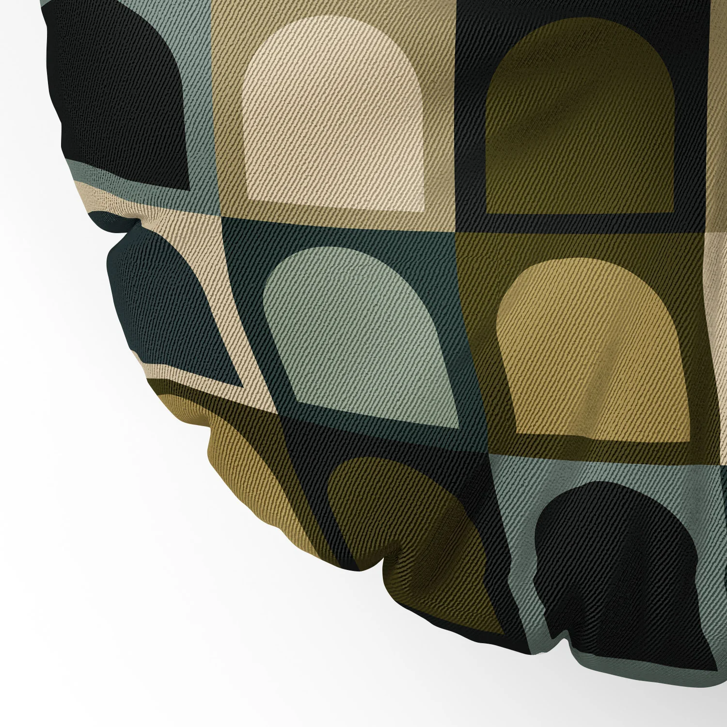Colour Poems Checker Arches II Earthy Tones Floor Pillow Round - Image 5