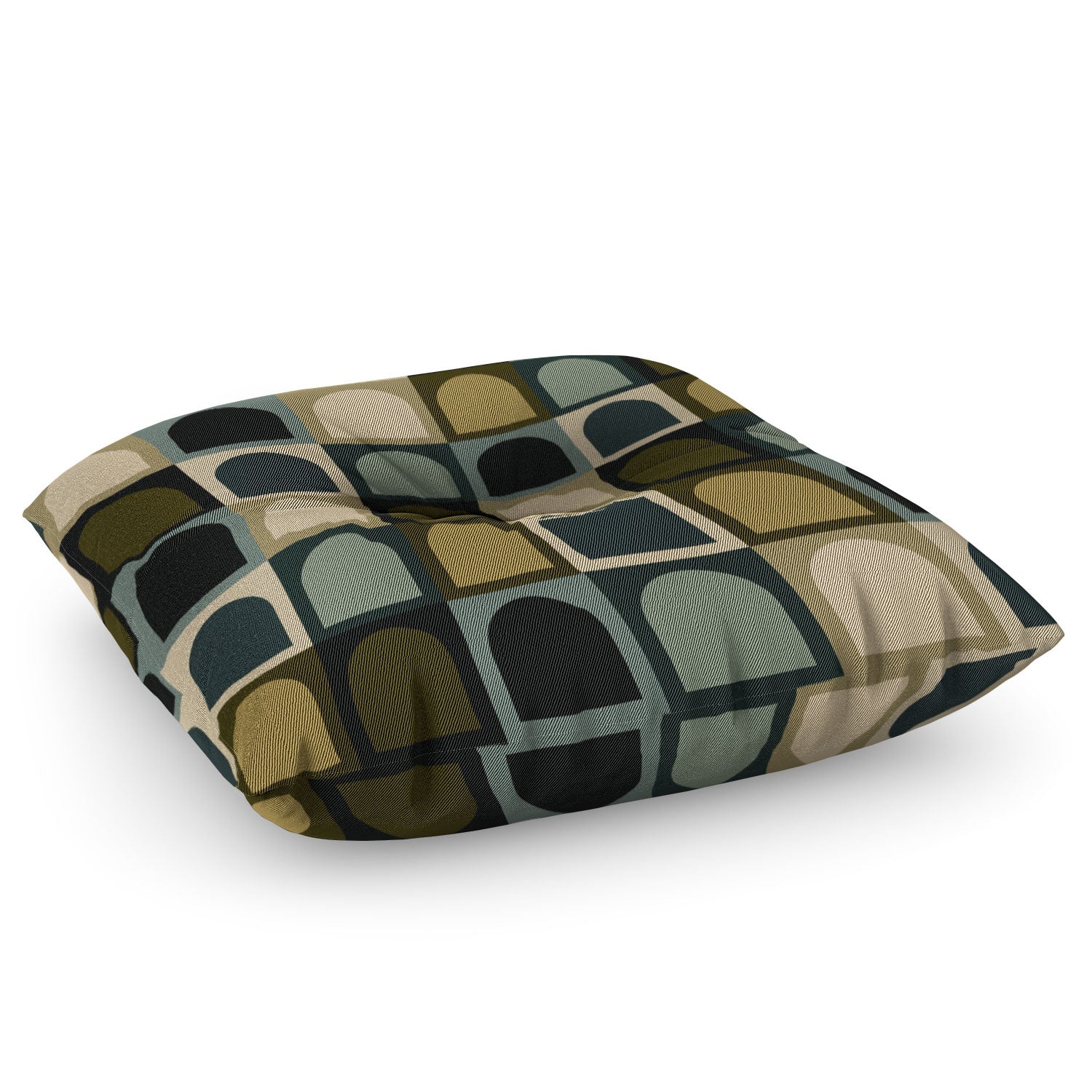 Colour Poems Checker Arches II Earthy Tones Floor Pillow Square - Image 3