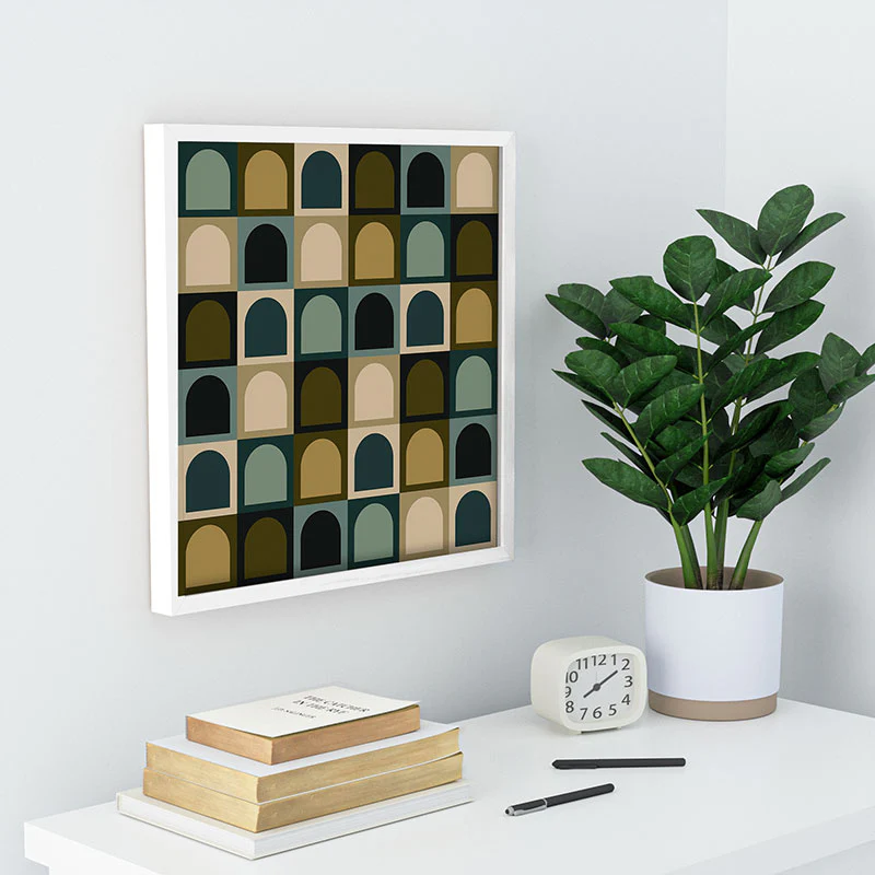 Colour Poems Checker Arches II Earthy Tones Recessed Framing Square - Image 12