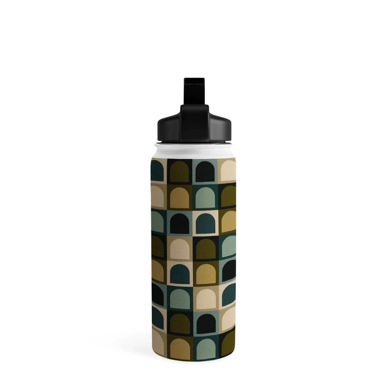 Colour Poems Checker Arches II Earthy Tones Water Bottle - Image 19