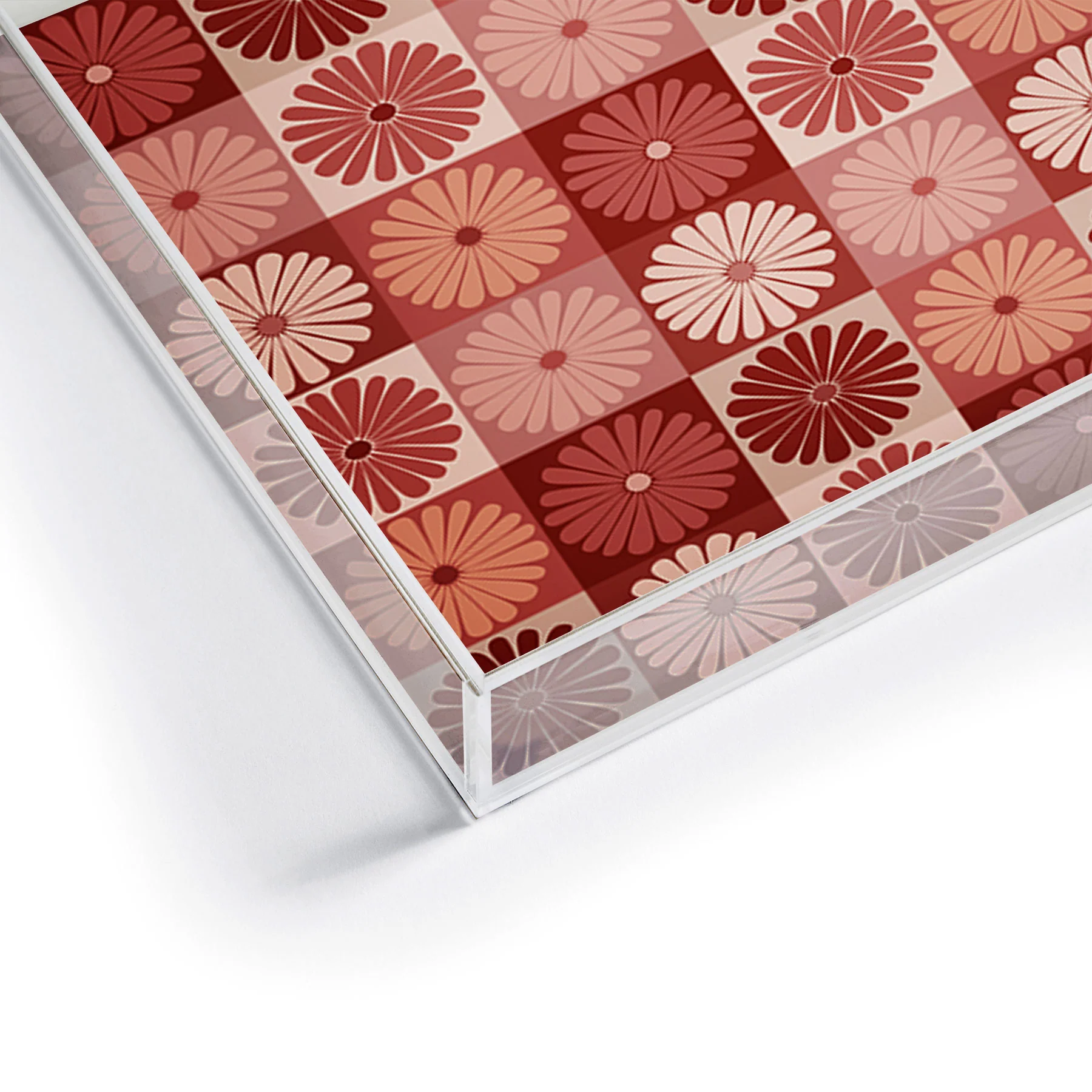 Colour Poems Checker Daisies I Red Pink Acrylic Tray - Image 9