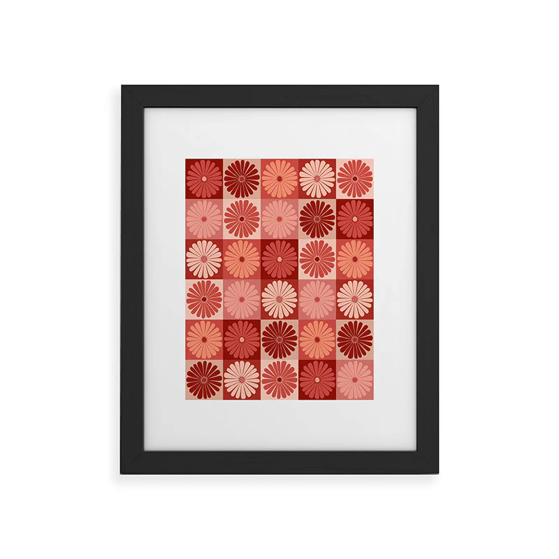 Colour Poems Checker Daisies I Red Pink Framed Art Print - Image 3