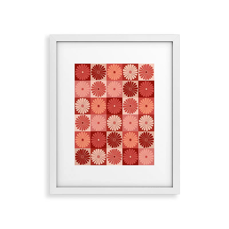 Colour Poems Checker Daisies I Red Pink Framed Art Print - Image 39
