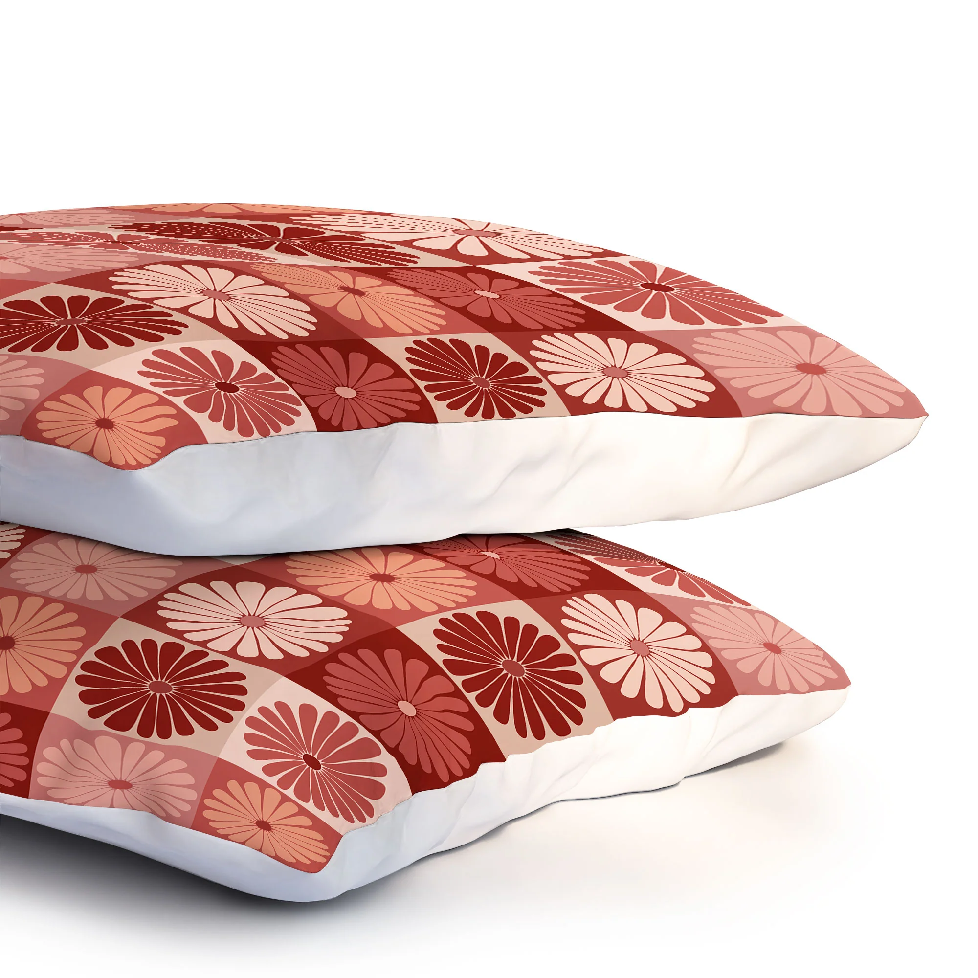 Colour Poems Checker Daisies I Red Pink Pillow Shams - Image 3