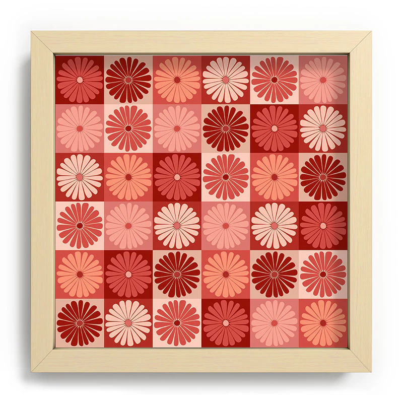 Colour Poems Checker Daisies I Red Pink Recessed Framing Square - Image 5