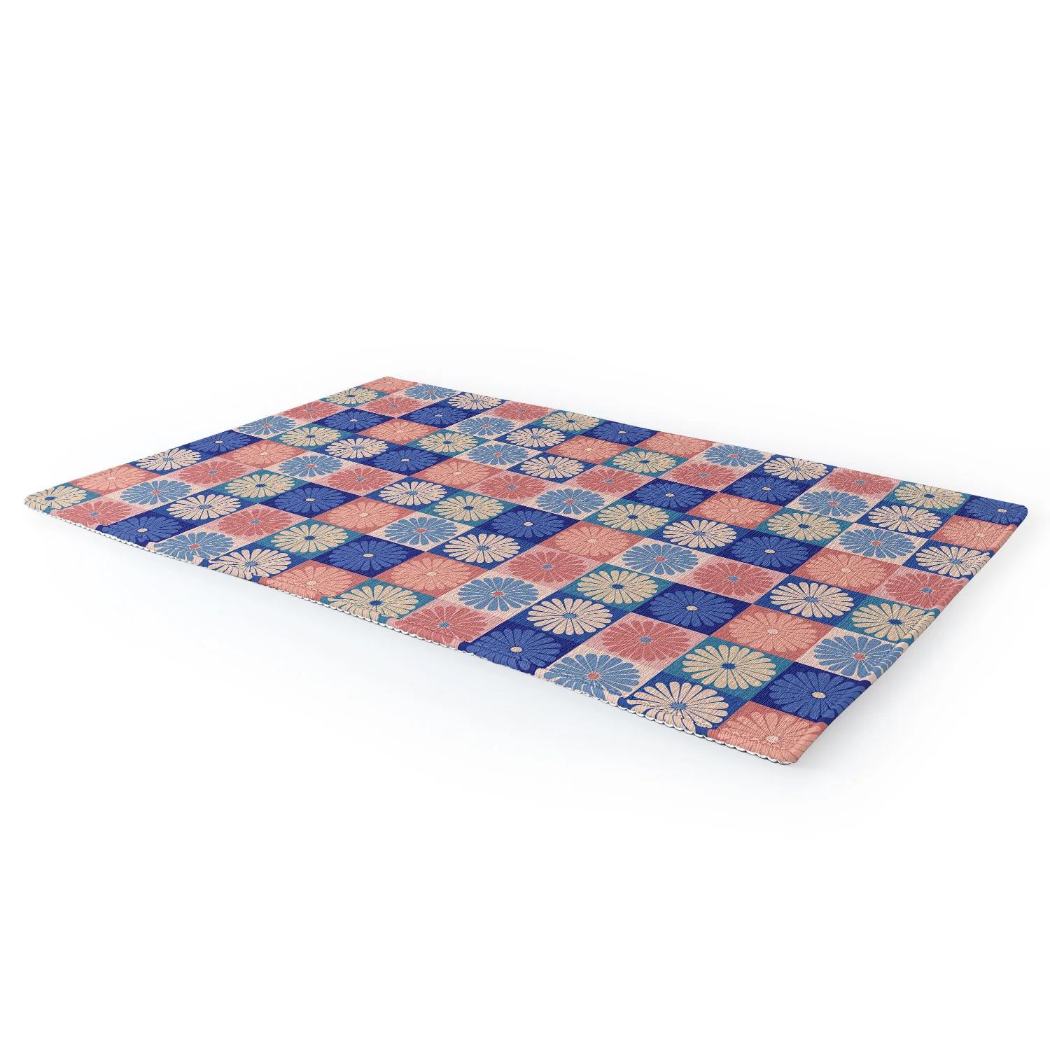 Colour Poems Checker Daisies II Blue Pink Area Rug - Image 4