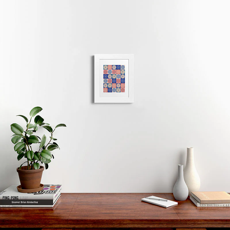Colour Poems Checker Daisies II Blue Pink Framed Art Print - Image 16