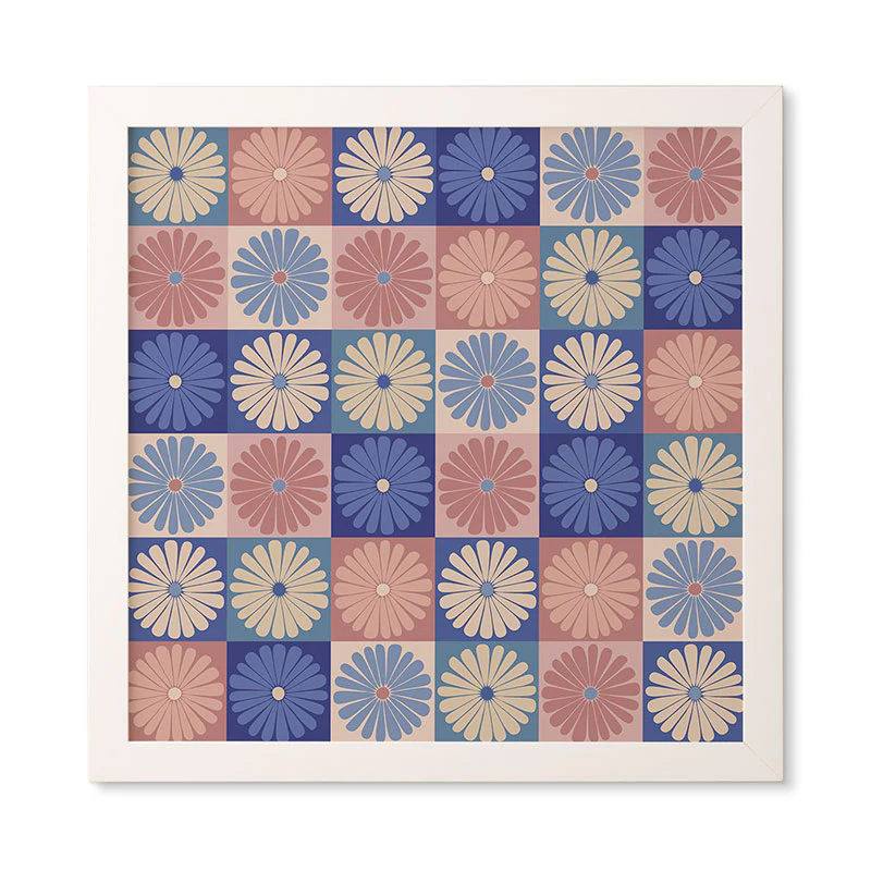 Colour Poems Checker Daisies II Blue Pink Framed Wall Art - Image 15