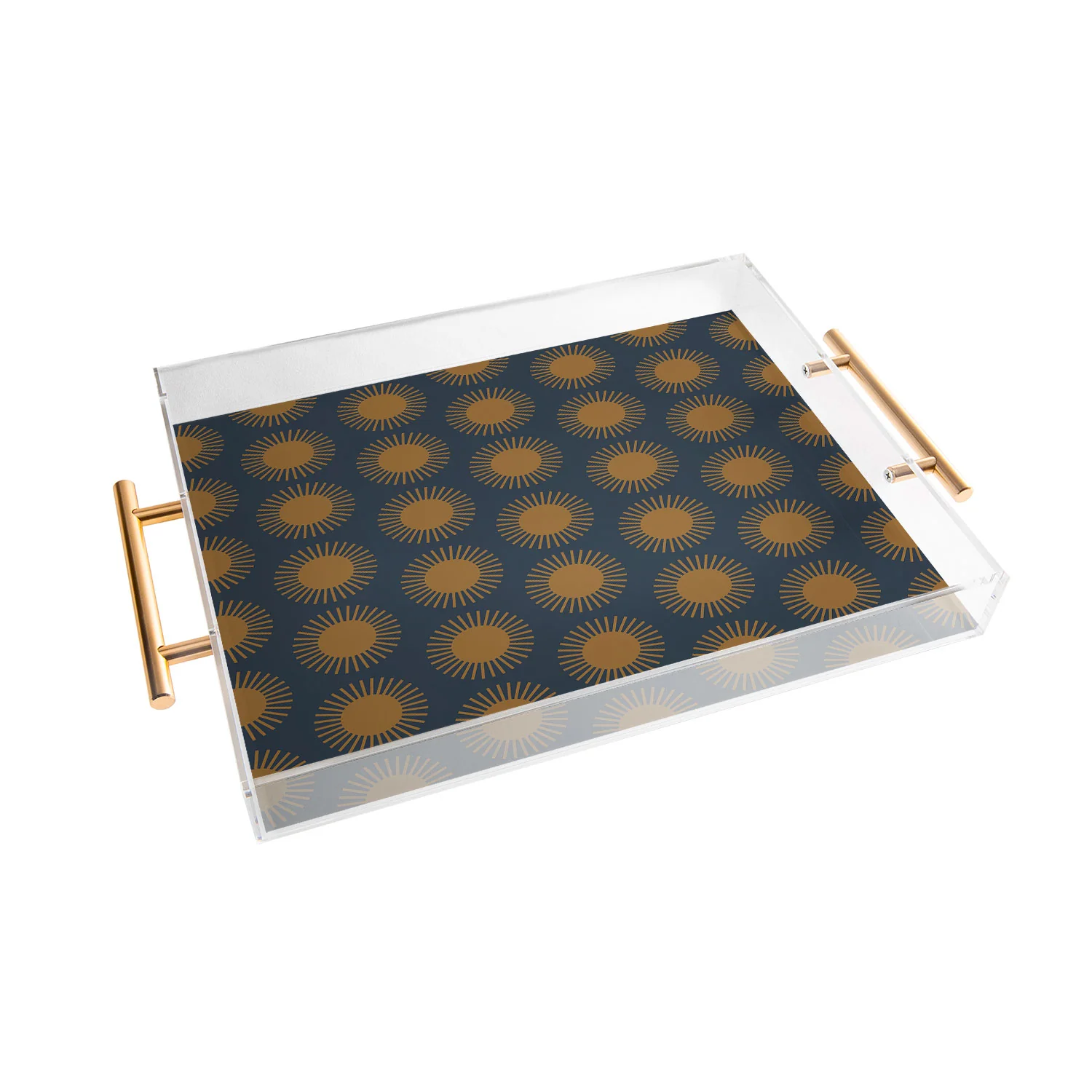 Colour Poems Cheerful Sun Pattern Navy Blue Acrylic Tray