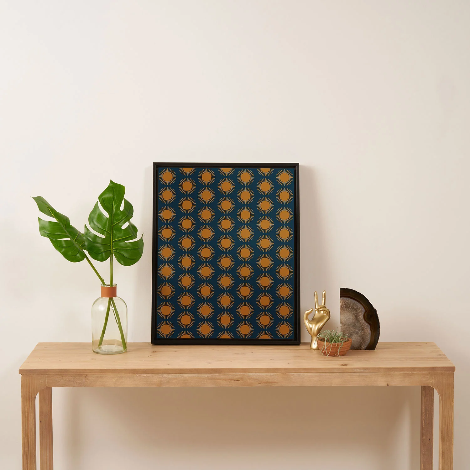 Colour Poems Cheerful Sun Pattern Navy Blue Art Canvas - Image 13