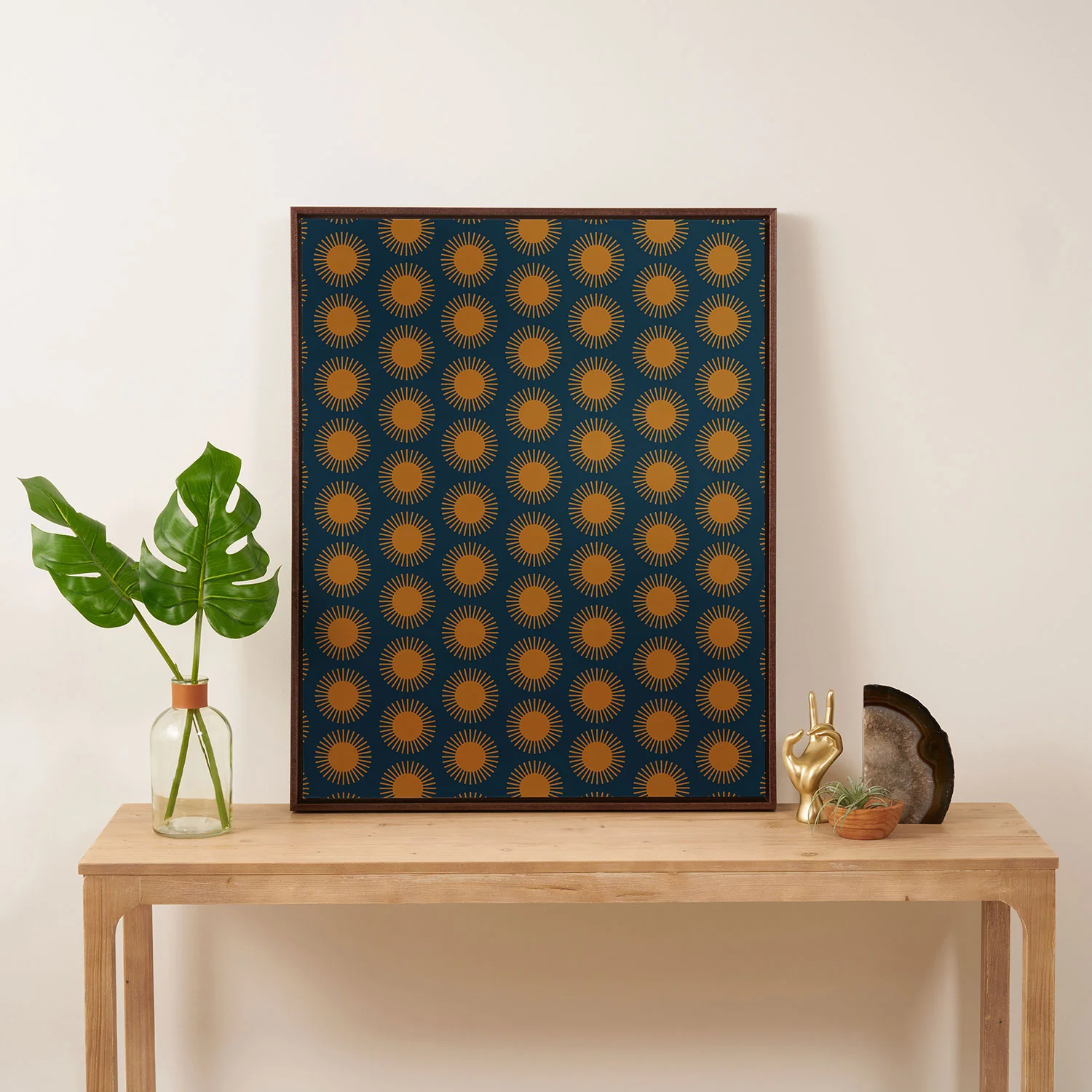 Colour Poems Cheerful Sun Pattern Navy Blue Art Canvas - Image 30