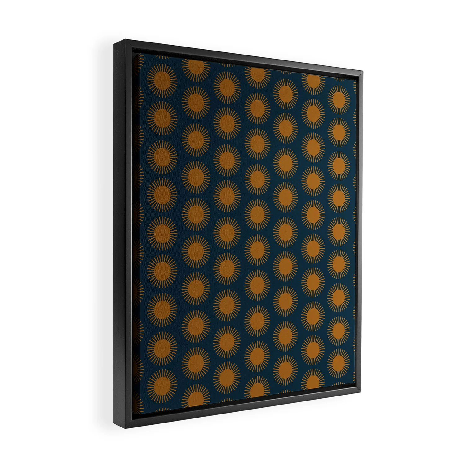 Colour Poems Cheerful Sun Pattern Navy Blue Art Canvas - Image 8
