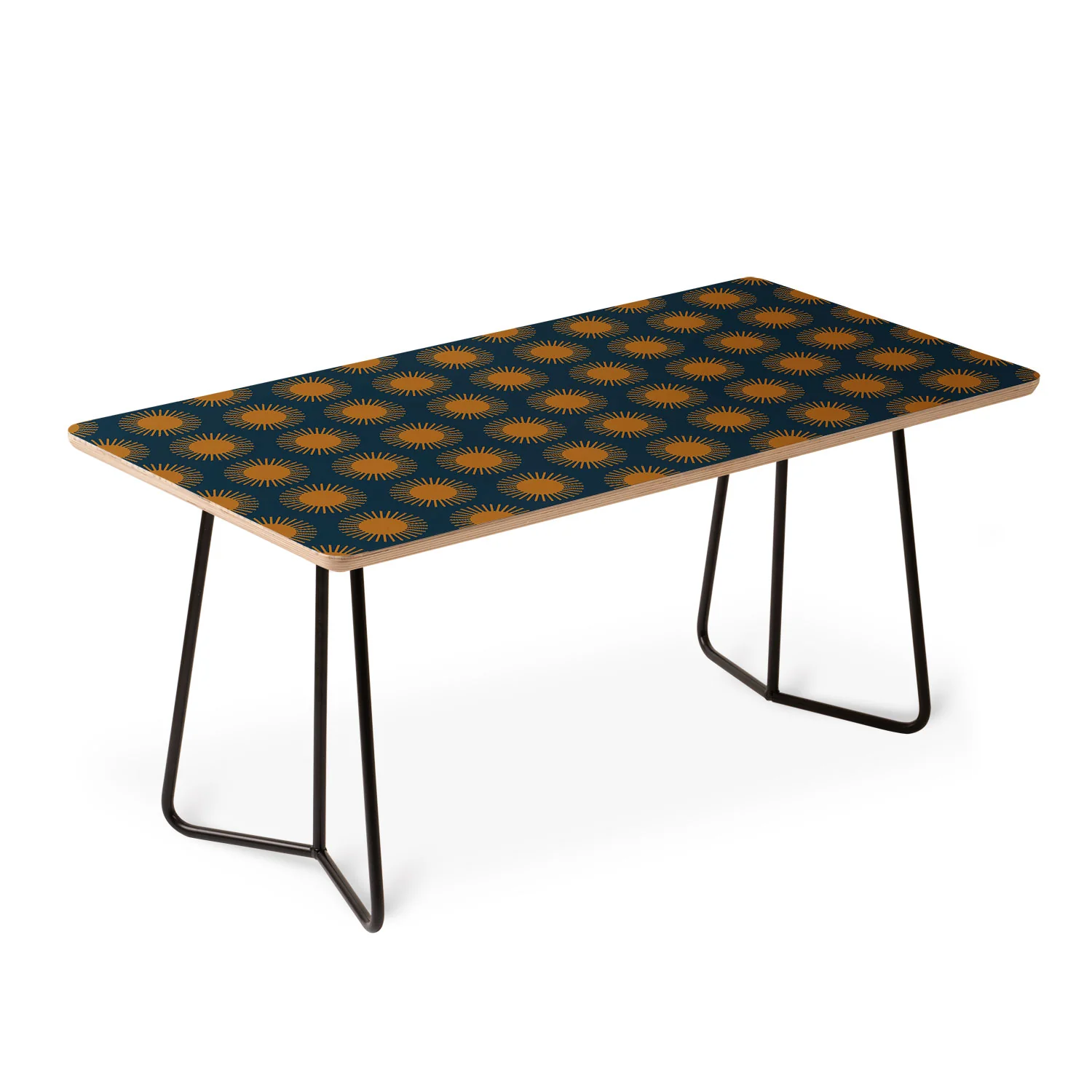 Colour Poems Cheerful Sun Pattern Navy Blue Coffee Table - Image 4