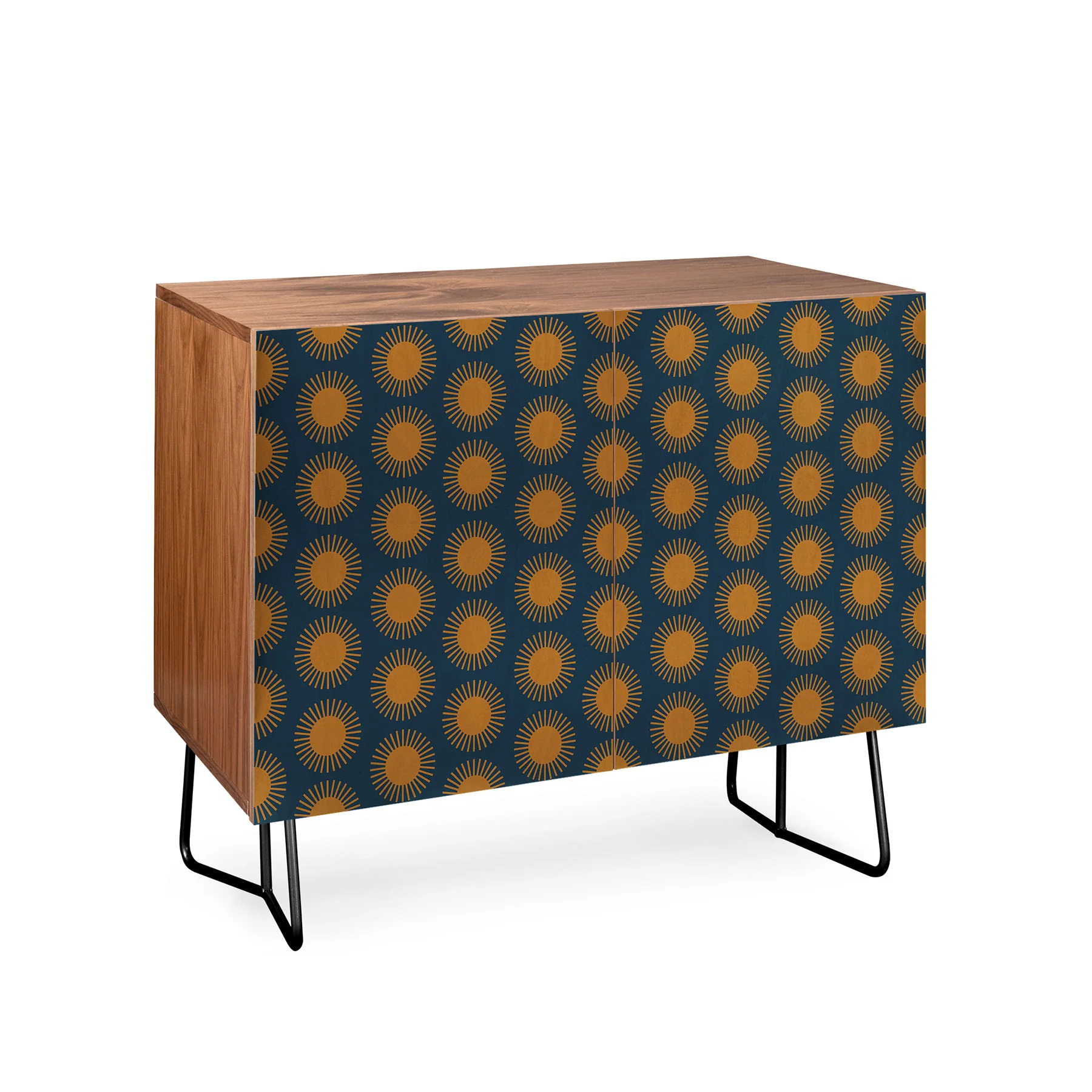 Colour Poems Cheerful Sun Pattern Navy Blue Credenza - Image 5
