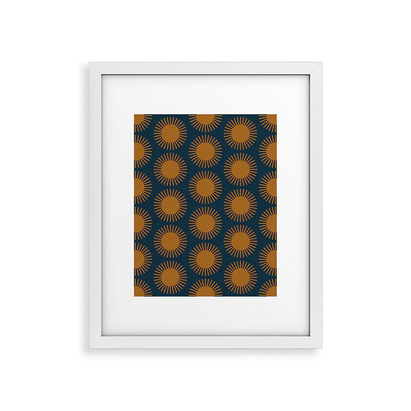 Colour Poems Cheerful Sun Pattern Navy Blue Framed Art Print - Image 47