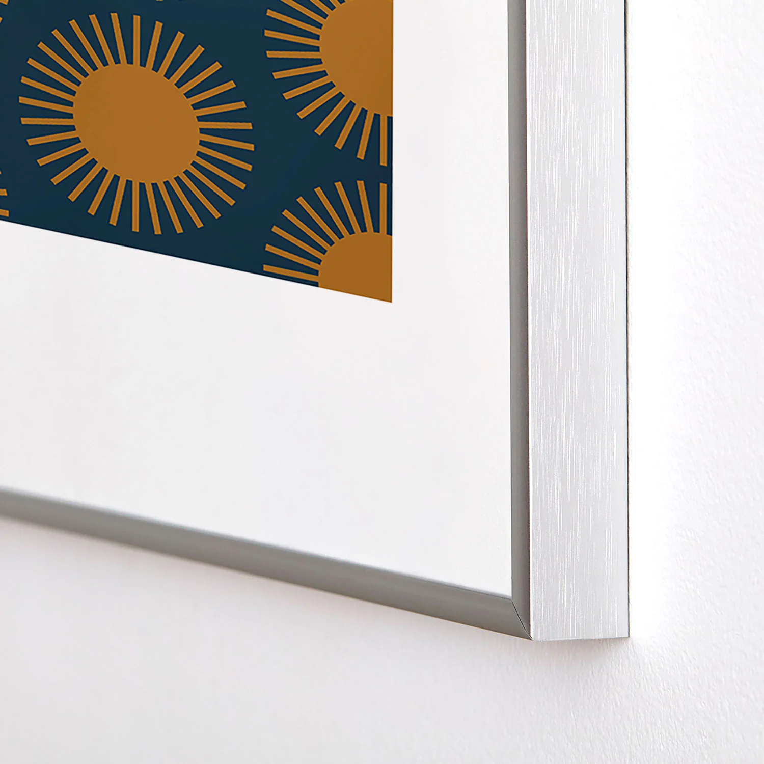 Colour Poems Cheerful Sun Pattern Navy Blue Metal Framed Art Print - Image 20
