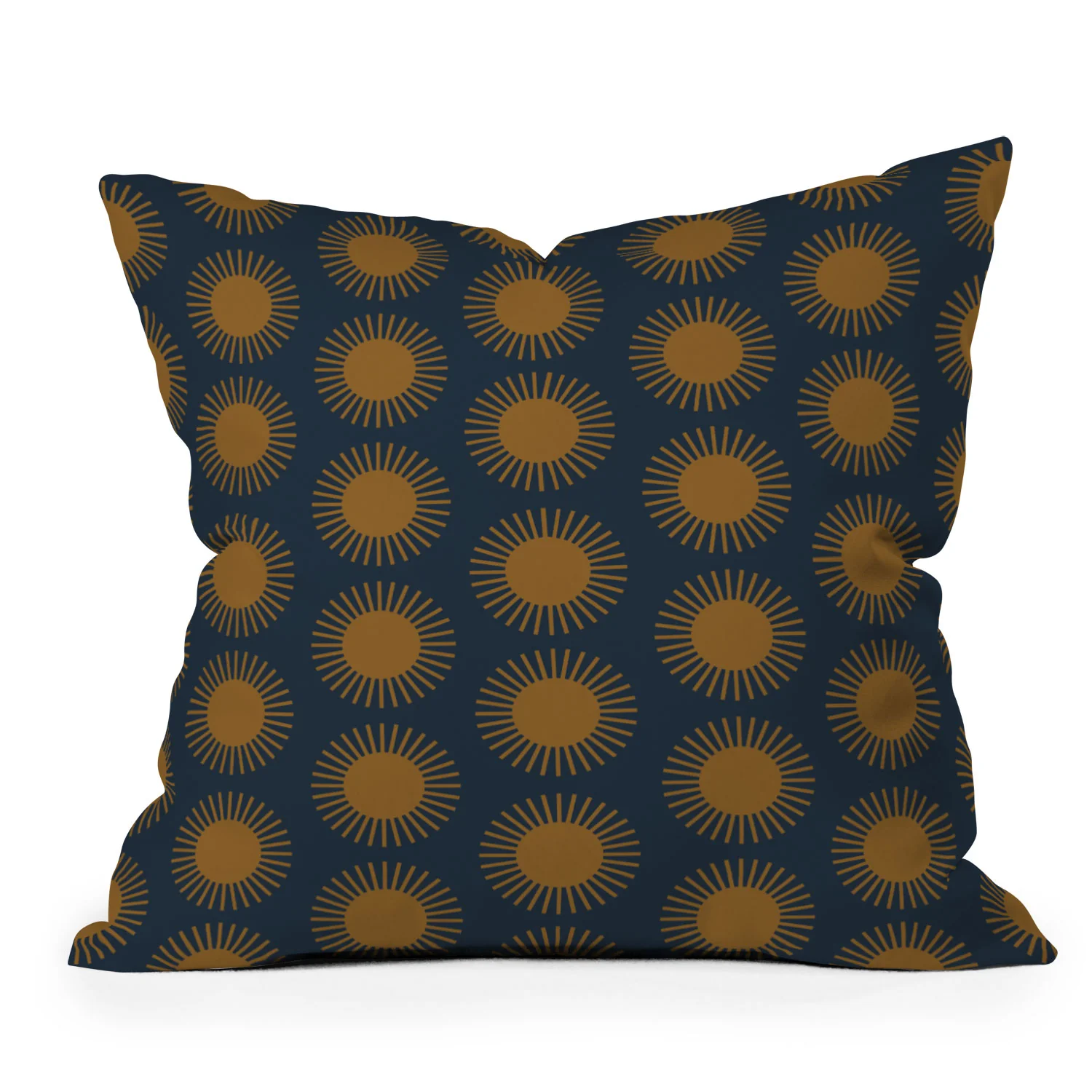 Colour Poems Cheerful Sun Pattern Navy Blue Outdoor Throw Pillow - Image 2