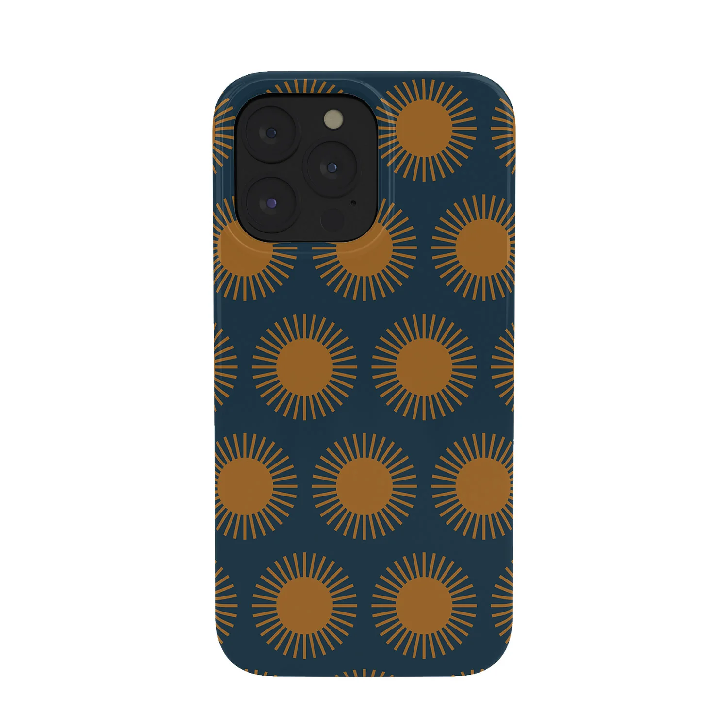 Colour Poems Cheerful Sun Pattern Navy Blue Phone Case - Image 3