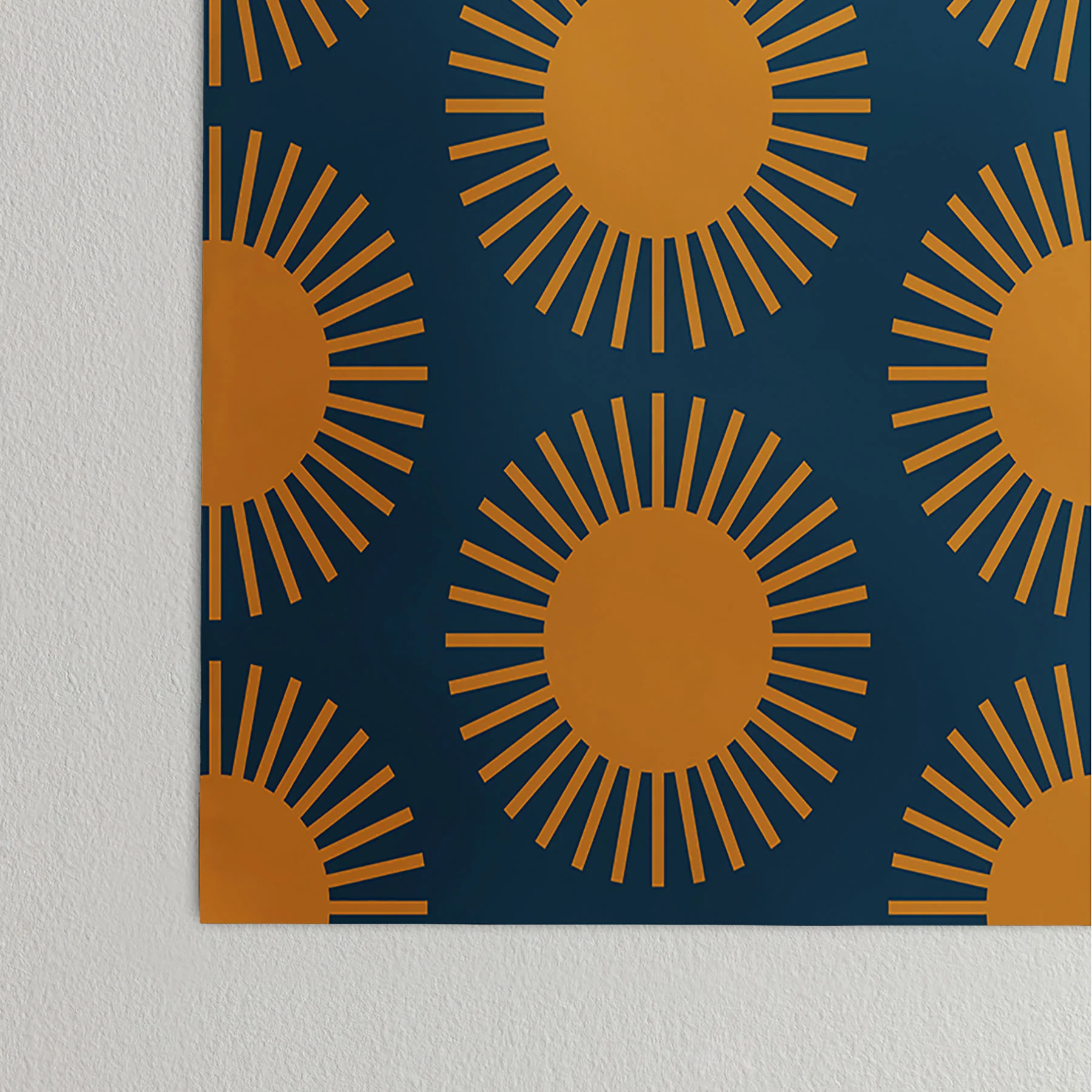 Colour Poems Cheerful Sun Pattern Navy Blue Poster - Image 3