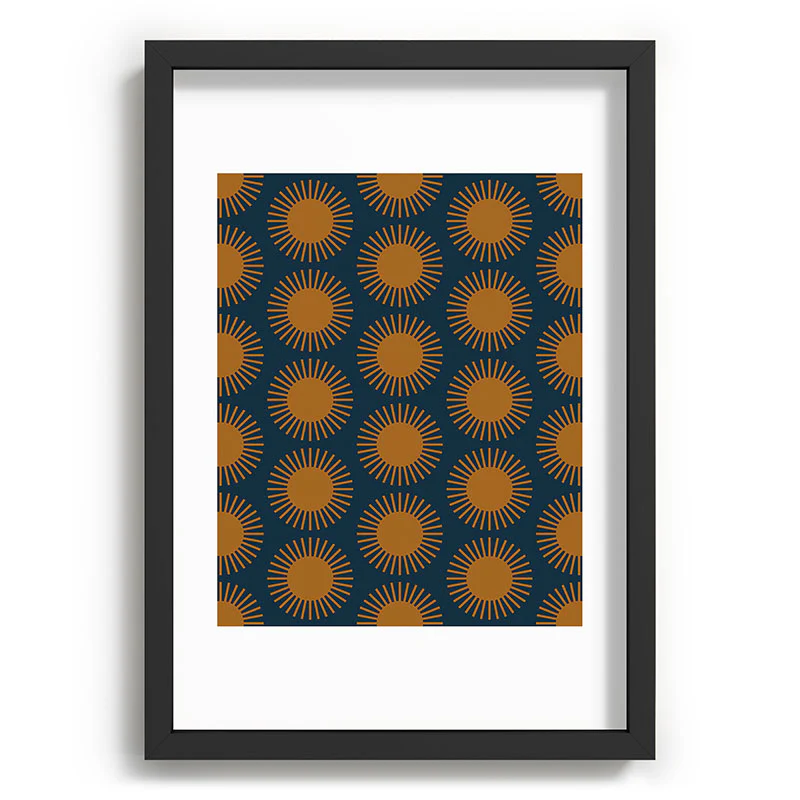 Colour Poems Cheerful Sun Pattern Navy Blue Recessed Framing Rectangle - Image 9