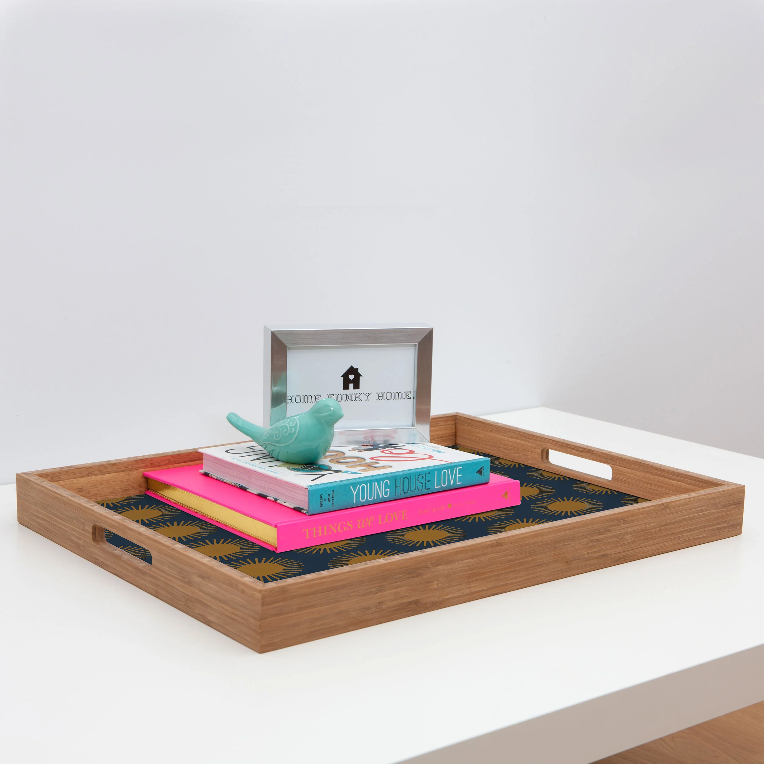 Colour Poems Cheerful Sun Pattern Navy Blue Rectangular Tray - Image 3