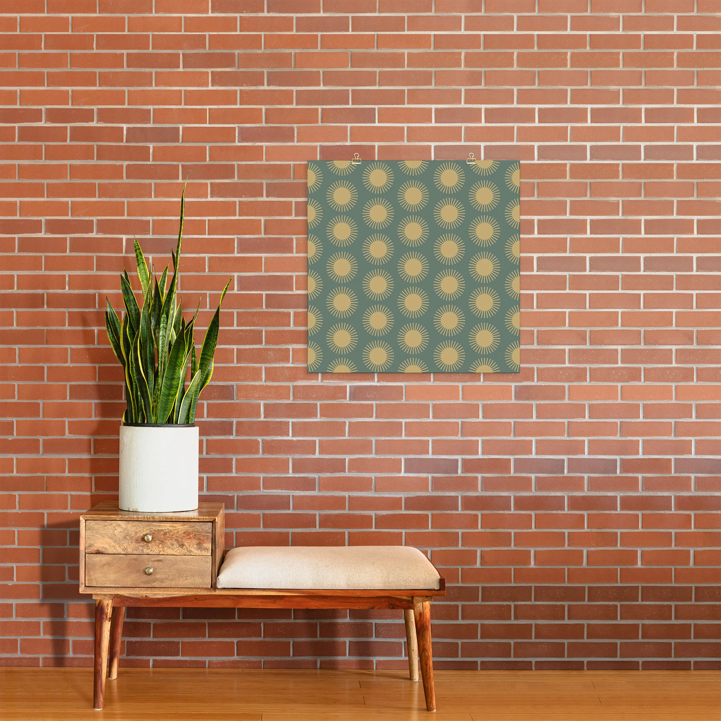 Colour Poems Cheerful Sun Pattern Sage Art Print - Image 20
