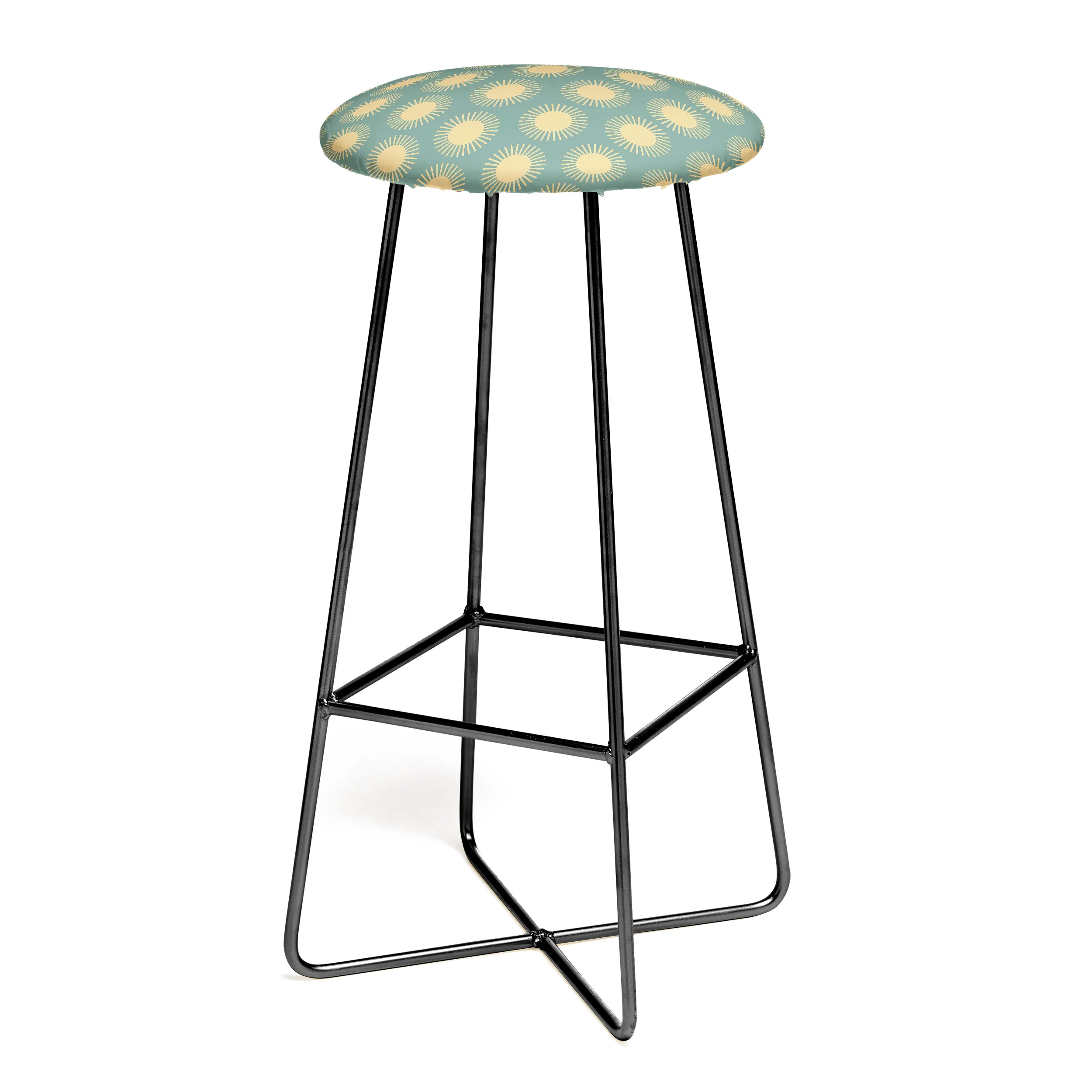 Colour Poems Cheerful Sun Pattern Sage Bar Stool - Image 2