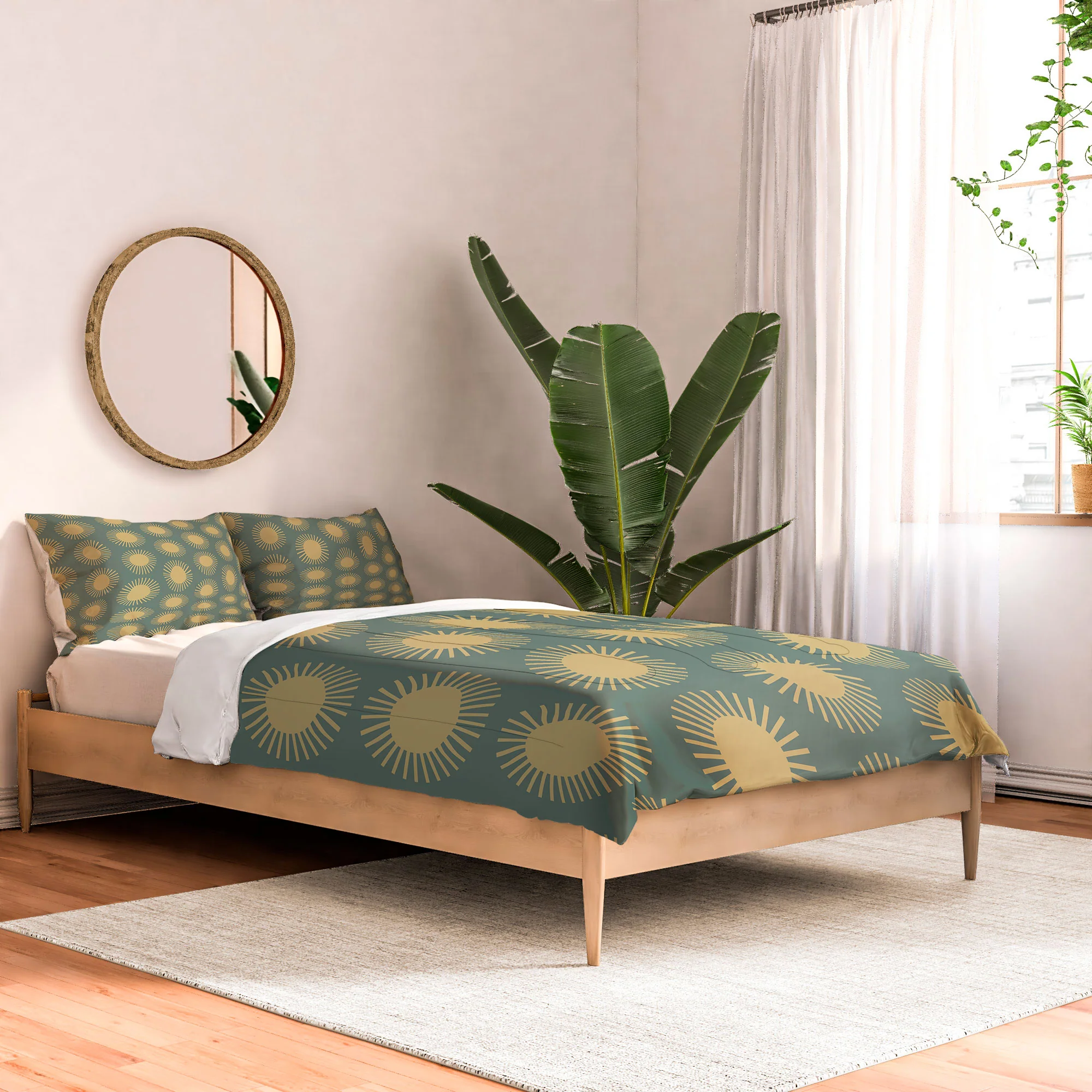 Colour Poems Cheerful Sun Pattern Sage Comforter - Image 11