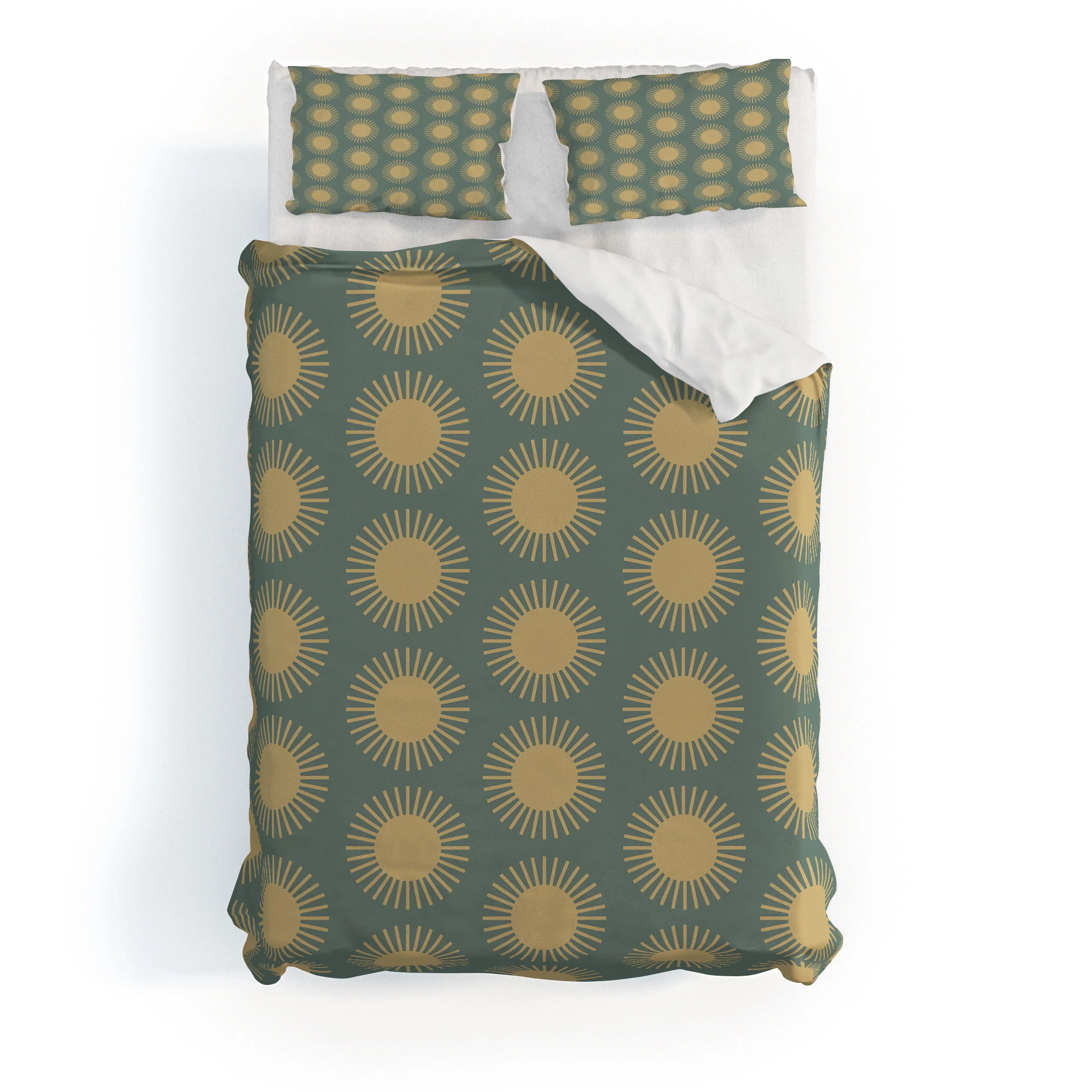 Colour Poems Cheerful Sun Pattern Sage Duvet Cover - Image 33