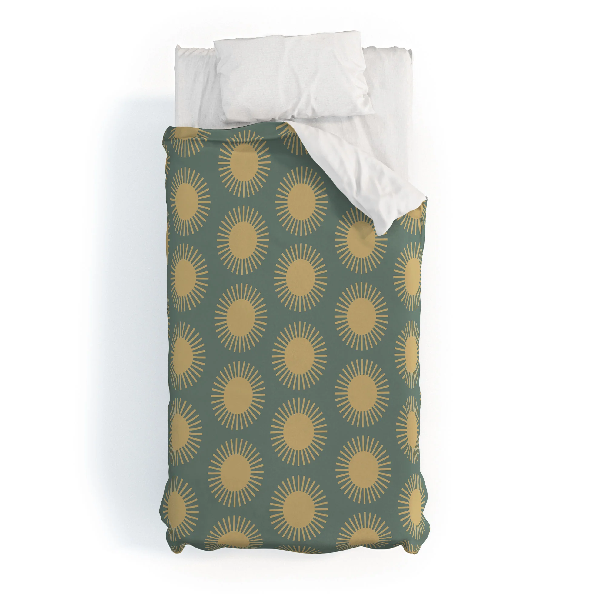 Colour Poems Cheerful Sun Pattern Sage Duvet Cover - Image 5